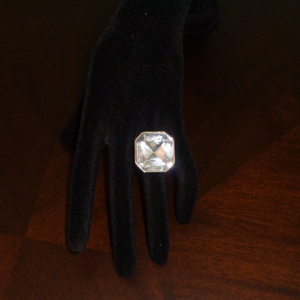 Oversized faux crystal ring- costume jewelry